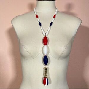 Vintage Lucite Plastic 4th of July Patriotic USA Summer Beach Western Necklace